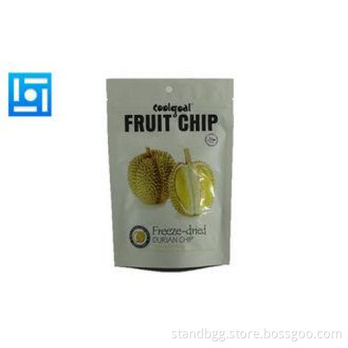 White Waterproof Zipper Pouch / Durian Chips Sealable Stand